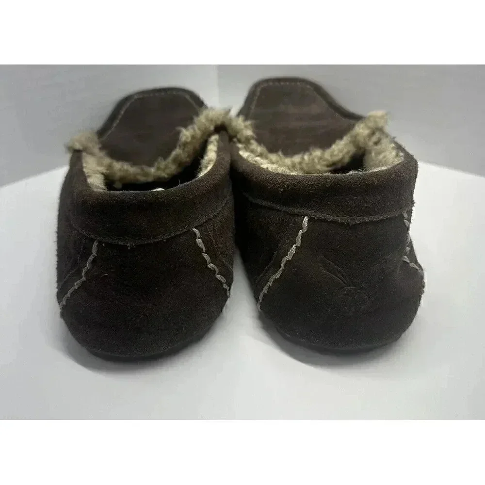 American Eagle Brown Suede Leather‎ Slip on Moc Hard Bottom Slipper Men's 8
